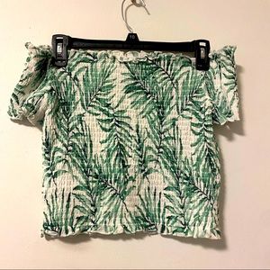 Forever 21 Tropical Leaf Crop Top Sz M NWOT